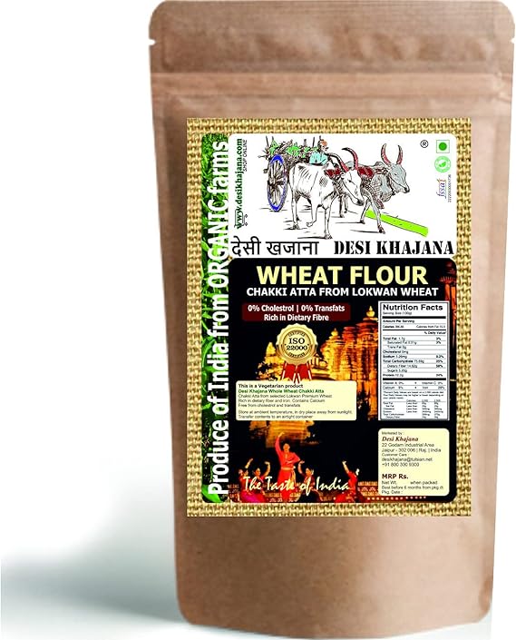 DESI KHAJANA Wheat Flour (Premium Lokwan) - 5kg | Produce of Organic Farms of India