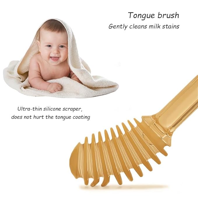 BYKOINE 3 In1 Baby Silicone Toothbrush Set,Baby Toothbrush and Baby Tongue Cleaner for Toddler Oral Care, Soft Silicone Toothbrush (Pack Of 01)