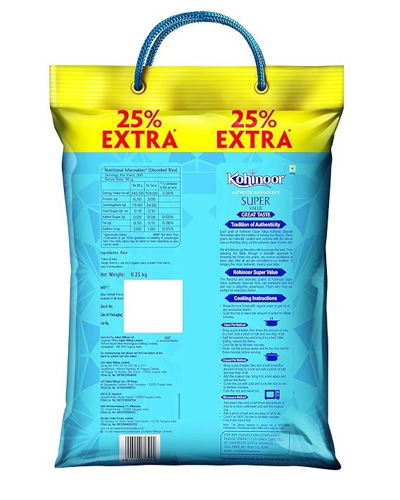 Kohinoor Super Value Basmati Rice 6.25 Kg | Authentic Basmati Rice