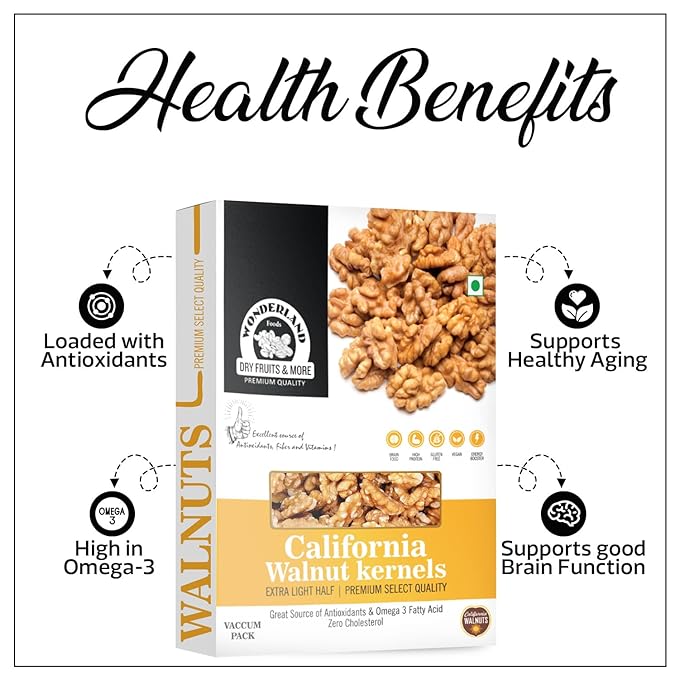 WONDERLAND FOODS Dry Fruits | California Walnut Kernels (Akhrot Giri) | 200g Box