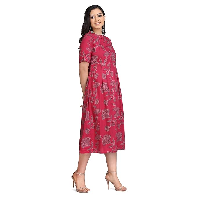 Rangavali Stylish Dress for Women | Western A-Line Maxi Long Gown for Womens | Cotton Dresses for Ladies | 1 Piece | Maroon