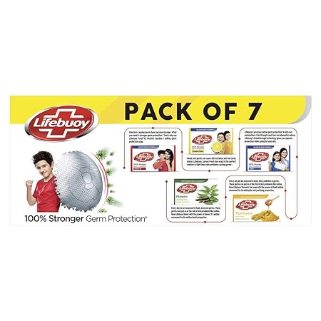 Lifebuoy Total 10 Germ Protection Bathing Soap Bar 125 g (Combo Pack of 7)|| Protects Against Viruses and Germs - Combo Offer