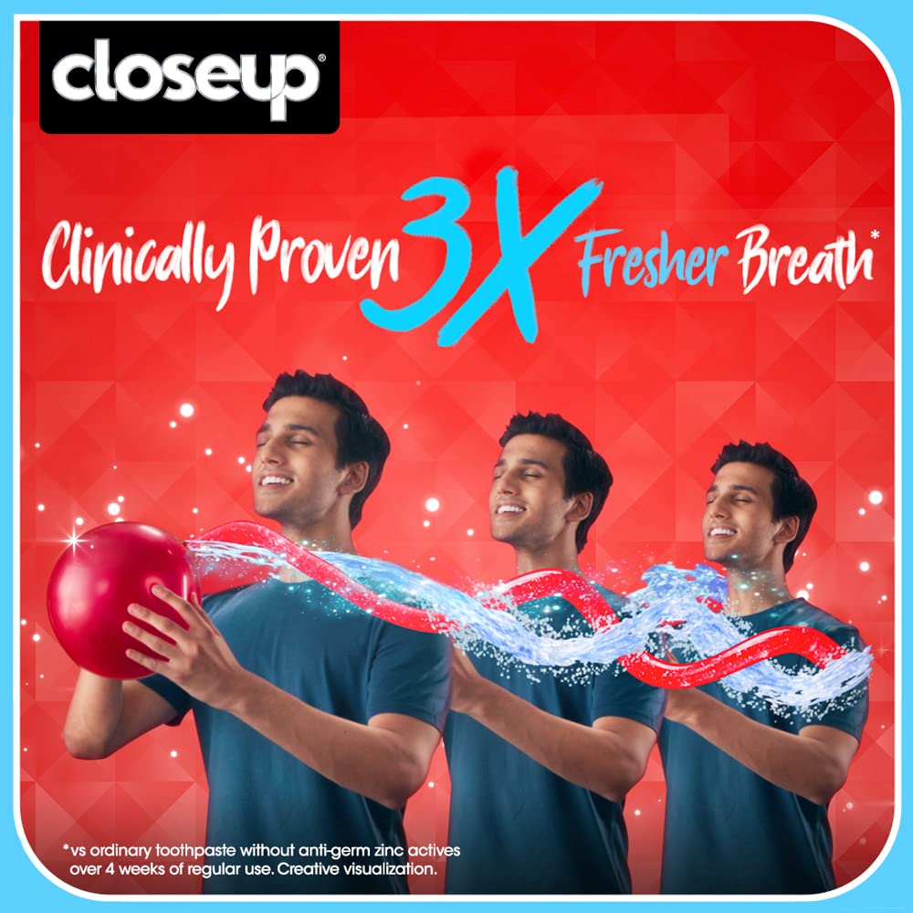 Closeup Toothpaste | India's No. 1 Gel Toothpaste| with 3x Freshness |upto 12 hrs fresh breath & white teeth PACK 2X 150G