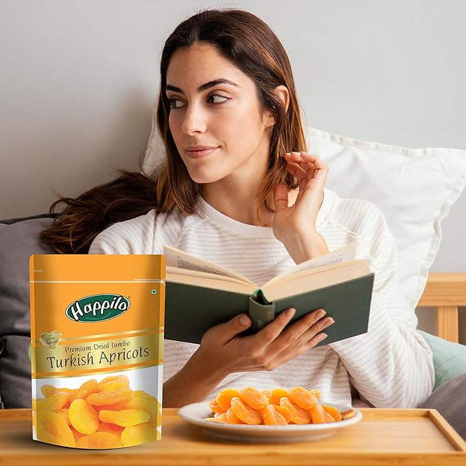 Happilo Dried Premium Turkish Apricots 200 g | Vegan, Sun Dried Apricots | Gluten Free & Sodium Free | Add in your Healthy Recipes