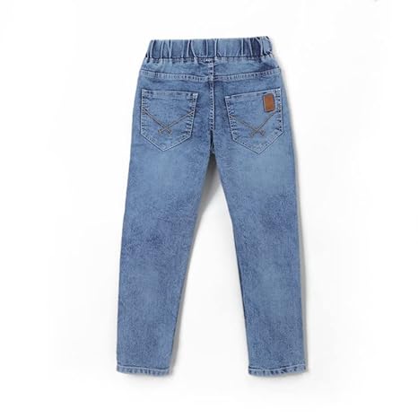 Boys Jeans Regular Fit Knitted Denims with Round Elastic and Drawstrings