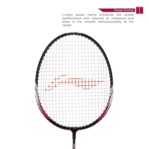 Li-Ning XP-60-IV Strung Aluminum Badminton Racket With Free Head Cover(Black/Pink,Set of 1)