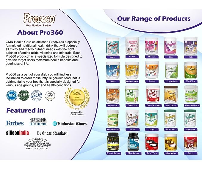 Pro360 Nephro LP Non-Dialysis Care Nutritional Supplement Powder - Low Protein, High Fat Formula Enriched with L-Taurine, L-Carnitine for Kidney/Renal Health, No Added Sugar – Vanilla Flavour 400g