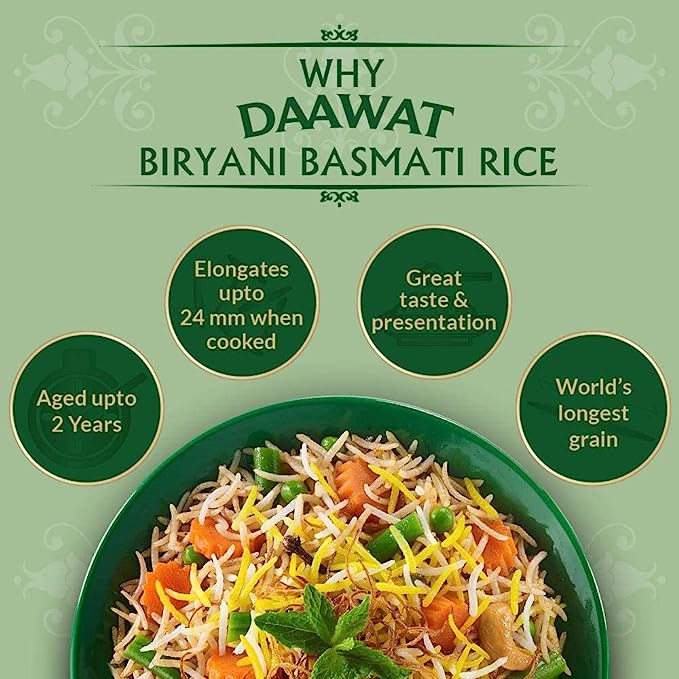 Daawat Biryani, World's Longest Grain, Aged Basmati Rice, 5 Kg