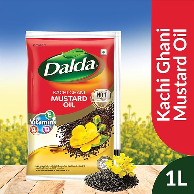 Dalda Kachi Ghani Mustard Oil - 1 Litre (Pouch)