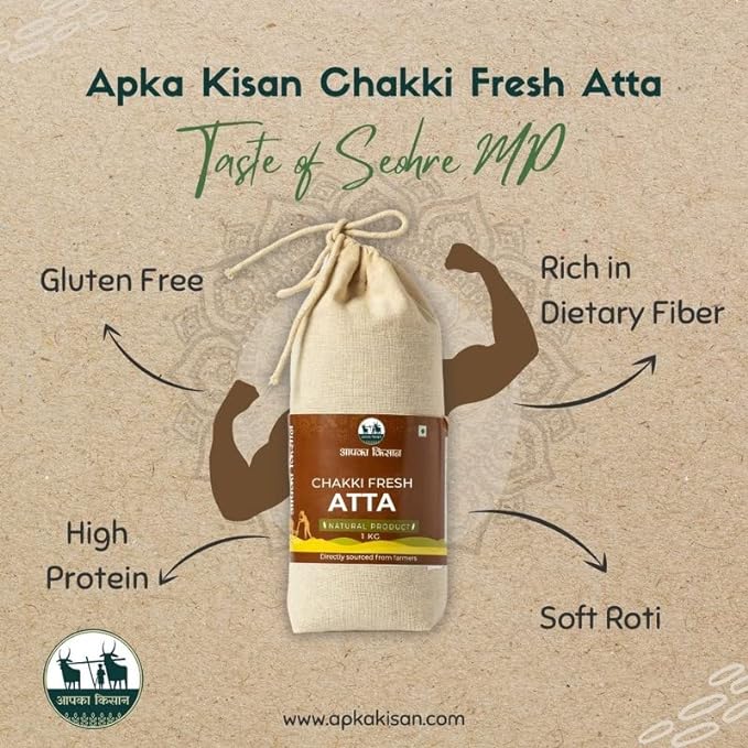 5 KG | SEHORI SHARBATI WHOLE WHEAT CHAKKI FRESH PREMIUM ATTA | ORGANIC | NO PRESERVATIVE | PESTICIDE & CHEMICAL FREE | WHEAT FLOUR | GODHUMA ATTA | GENHU ATTA |