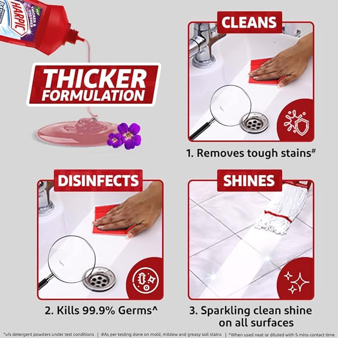 Harpic Bathroom Cleaner Liquid, Floral - 500 ml | New Thicker Bathroom Floor Cleaner | Red Harpic Bottle