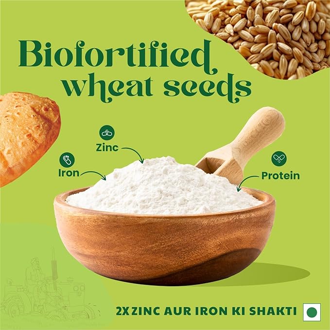 Better Nutrition Biofortified Atta: 100% Whole Wheat Flour | High in Iron, Zinc & Protein | NO Additives | 100% Natural (2 KG)