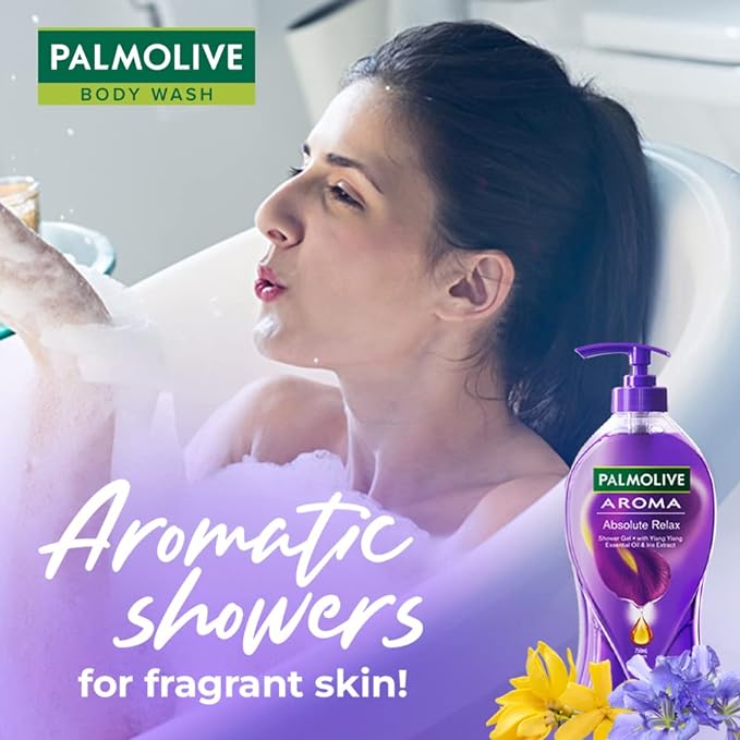 Palmolive Iris Flower & Ylang Ylang Essential Oil Aroma Absolute Relax Body Wash I Moisturizing | Soft & Youthful skin I No paraben & silicone, pH balanced, Body Wash 750ml