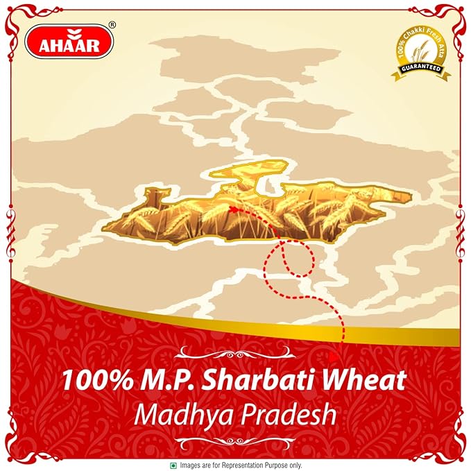 Ahaar Super Atta 2Kg | 100% Natural MP Sharbati Wheat Flour(Chakki Atta)