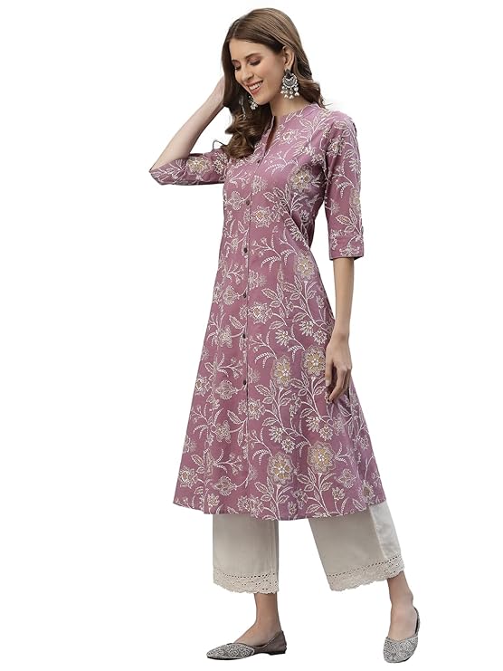 Stylum Women's Floral Print Rayon A-Line Kurta