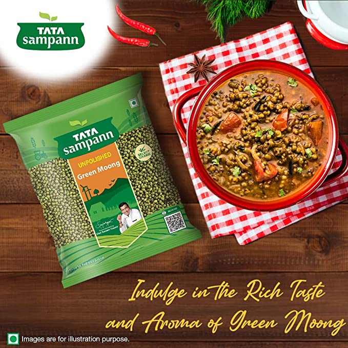 Tata Sampann Unpolished Green Moong Dal (Whole), 500g