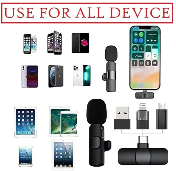 Hevalls 360° 2.4 ghz Omnidirectional Lavalier Wireless mic Noise cancallation 50 meter Range Plug & Play Rechargeable Microphone With three receiver Lapel Mic System for Andriod/ Type-c/ iPhone/ Laptop/ ipad/ macbook/ computer/ and all Usb Devices for You