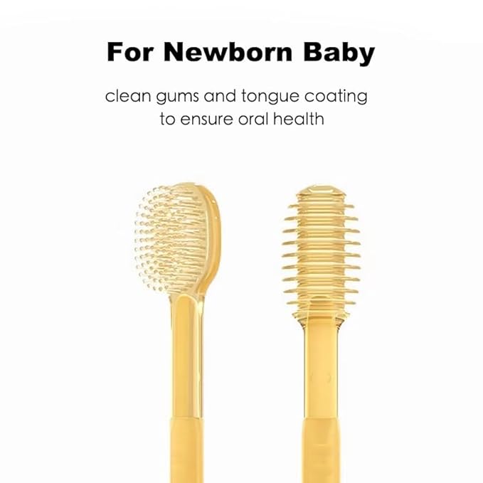 BYKOINE 3 In1 Baby Silicone Toothbrush Set,Baby Toothbrush and Baby Tongue Cleaner for Toddler Oral Care, Soft Silicone Toothbrush (Pack Of 01)