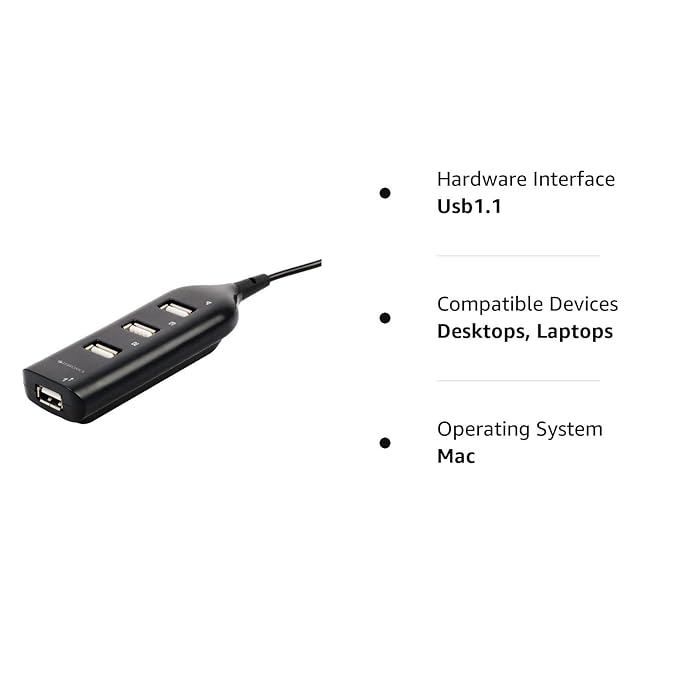 Zebronics ZEB-90HB USB Hub, 4 Ports, Pocket Sized, Plug & Play, for Laptop & Computers