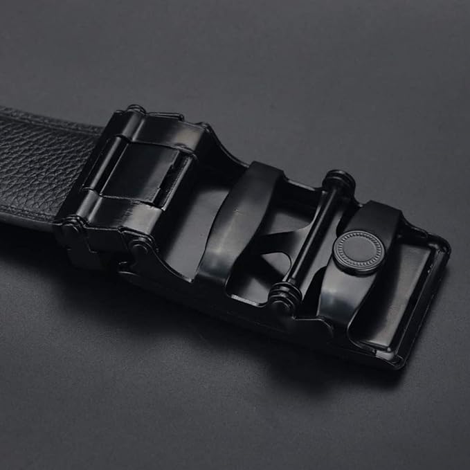 Sunshopping Men's PU Leather Formal Auto-lock Adjustable Black Belt (BOB-2)