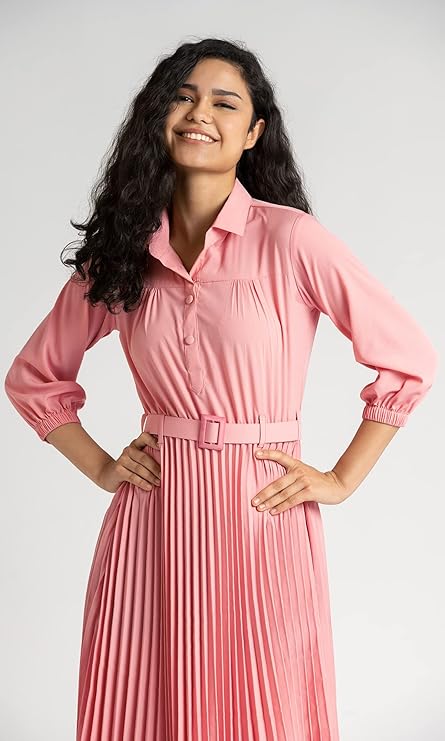 AASK Designer Plated Crape Dress for Women Stylish