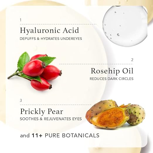 RAS Luxury Oils Illuminate Hydrating & brightening Eye Serum | Lightweight, Non-Greasy | For All Skin Types | Helps to Reduce Puffiness, Dark Circles | Contains Hyaluronic Acid & Rosehip Oil, 6ml