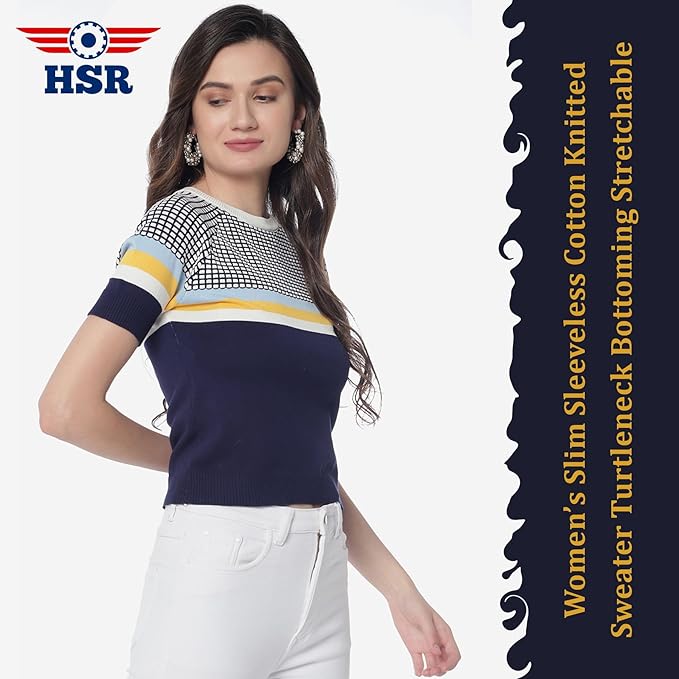 HSR Women Stylish Sleeveless High Mock Neck Stretchable Knit Regular Fit Tank Top (Free Size)