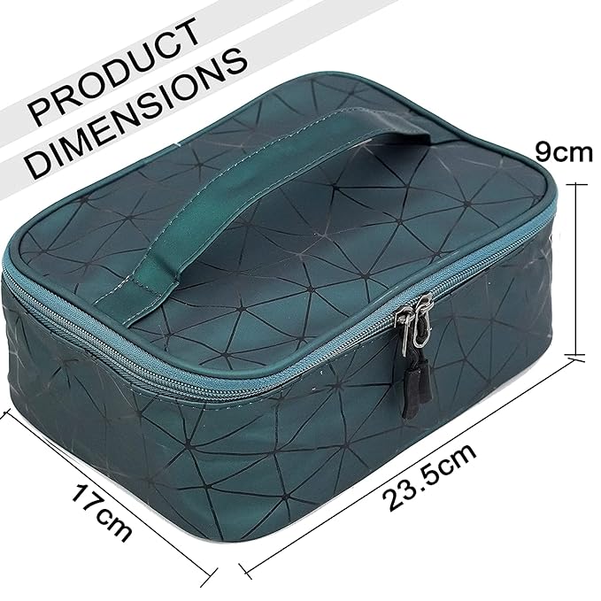 FASTUNBOX (LABEL) Geometric 18 Cms Cosmetic Pouch(M_Luxury Silver)