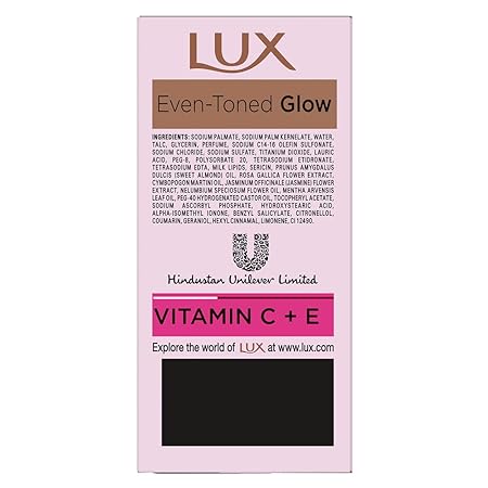 Lux Even-Toned Glow Bathing Soap infused with Vitamin C & E For Superior Glow Offer Pack of 8 x 150g