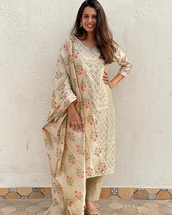 GoSriKi Women Kurta with Pant & Dupatta