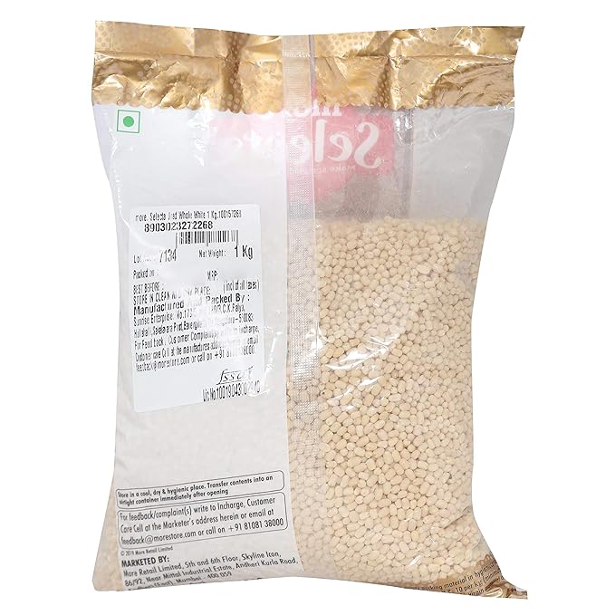 More Selecta Premium Pulses - Urad Whole White, 1kg Pouch