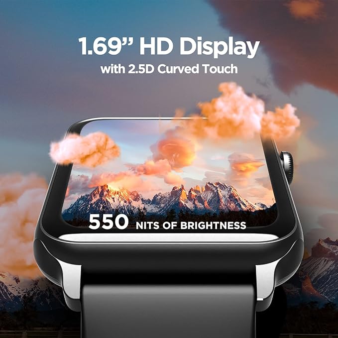 boAt Wave Call Smart Watch with Bluetooth Calling, 1.69” HD Display with 550 NITS & 70% Color Gamut, 150+ Watch Faces, Multi-Sport Modes,HR,SpO2, IP68(Active Black)