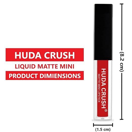 HUDACRUSH Beauty Set of 4 Liquid Matte Mini Lipsticks, Red Edition - Long Lasting & Waterproof Lipstick Combo Pack Of Red, Deep Red, Wine & Pink Shades for Women