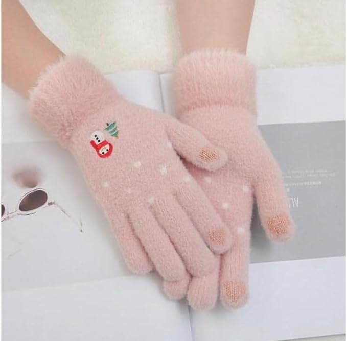 Richmen Winter Gloves for Women Fashion Knitted Hand Gloves | Soft Acrylic Wool Half Finger Warm Mitten Gloves for Boys and Girls Fingerless Rabbit Ears Glove