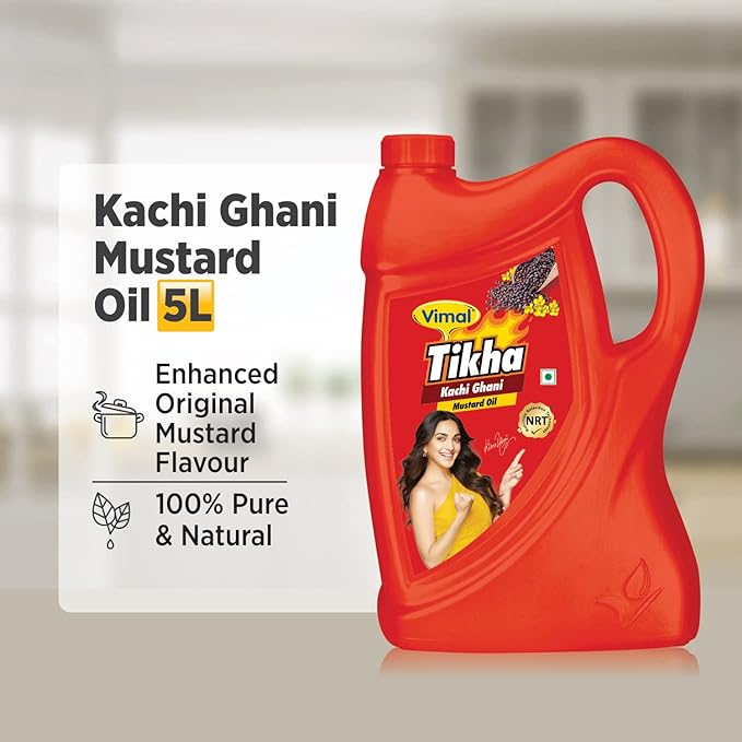 Vimal Tikha Kachi Ghani Mustard Oil (5 L Jar)