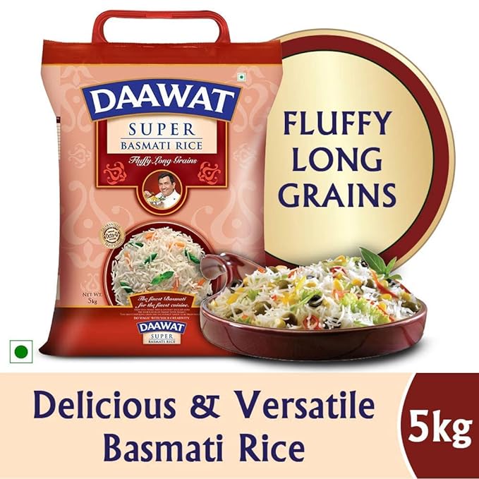 Daawat Super, Perfectly Aged, Long Grain with Rich Aroma Basmati Rice, 5 Kg