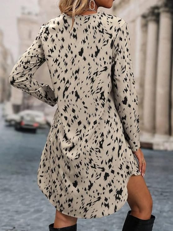 OM SAI LATEST CREATION Western Dress || Rayon All Over Leopard Printed Western Dresses for Women || Roll Up Sleeve & V-Neck A-Line Dress || Summer Short Dresses for Women