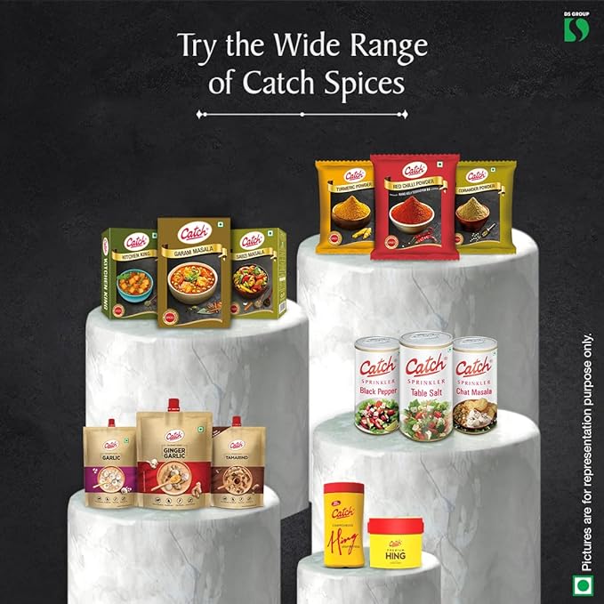 Catch Masala Combo Coriander Powder 200 GMS + Turmeric Powder 200 GMS + Red Chilli Powder 200 GMS + Cumin Whole 200 GMS + Hing 50 GMS(Pack of Five) - Masala/Spice Combo