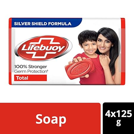 Lifebuoy Total Soap, 125 g (Pack of 4) with (Buy 3 Get 1 Free)