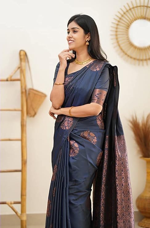 Sidhidata Textile Women's Banarasi Soft Silk Saree With Unstitched Blouse Piece (Free Size)