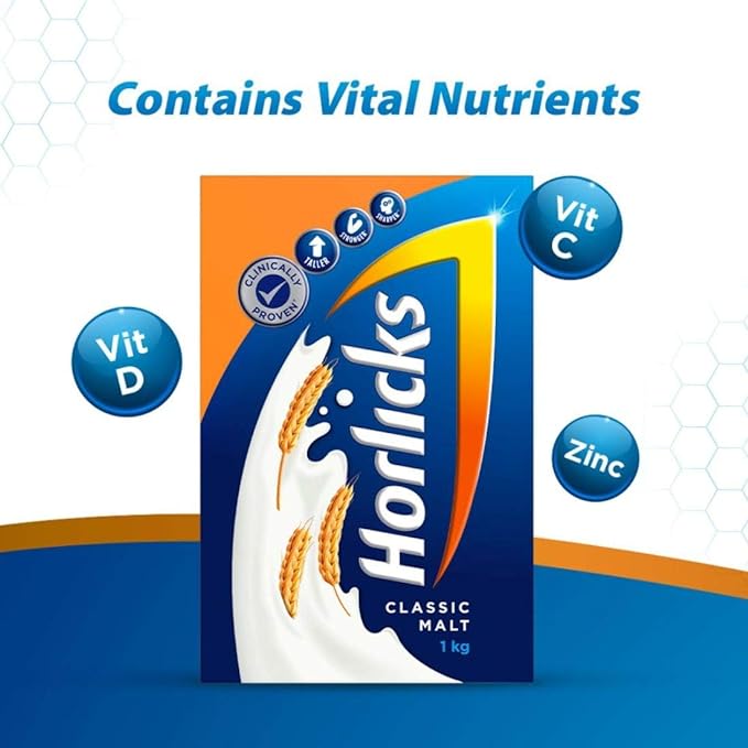 Horlicks Health & Nutrition Drink for Kids, 1kg Refill Pack | Classic Malt Flavor | Supports Immunity & Holistic Growth | Health Mix Powder