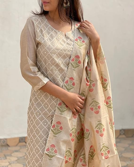 GoSriKi Women Kurta with Pant & Dupatta