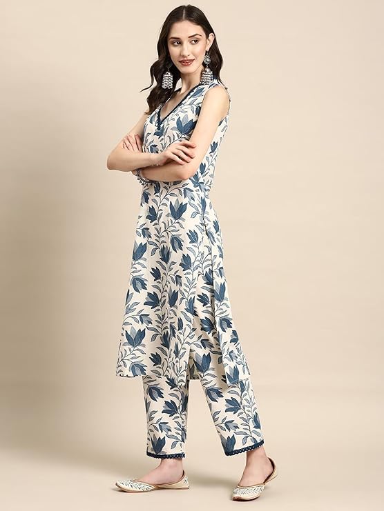 rytras Women's Cotton Printed Straight Kurta and Pant Set