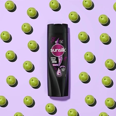 Sunsilk Stunning Black Shine Shampoo 360 ml, With Amla + Oil & Pearl Protein, Gives Shiny, Moisturised, Fuller Hair