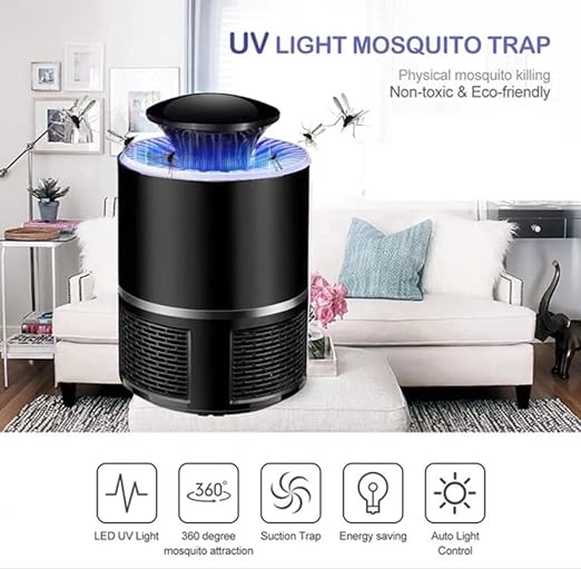 Keekos Killer Machine Bug Zapper,Rechargeable Mosquito Zapper, Mosquito Killer Lamp,Bug Zapper Indoor & Outdoor with USB Power Supply,Electronic (Round-Black)