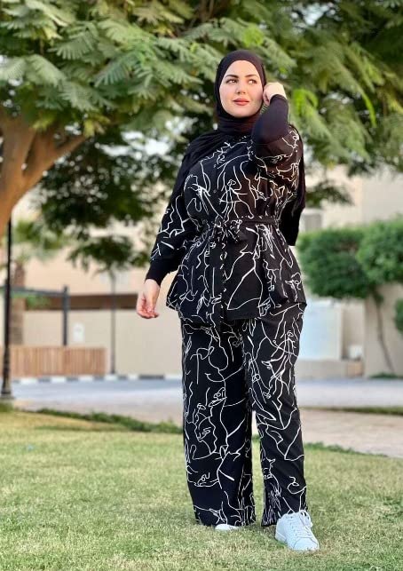 GRECIILOOKS Women Co Ord Set| Collared Self Belted Allover Print| Half Sleeve Shirt| Straight Shirt with Belt| Women Two-Piece Outfits| Summer Wear| Outdoor Wear