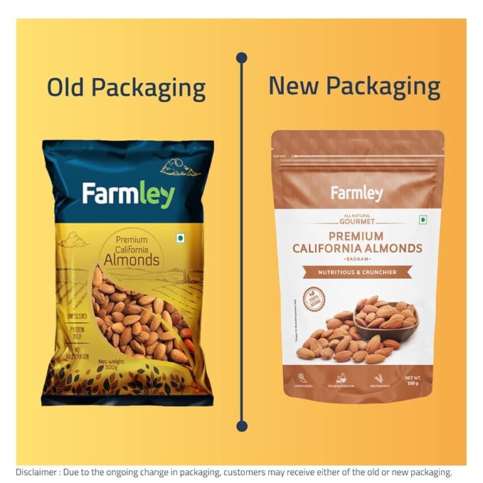 Farmley Premium California Natural Almonds 500 gm Pack Badam Giri Dry Fruits