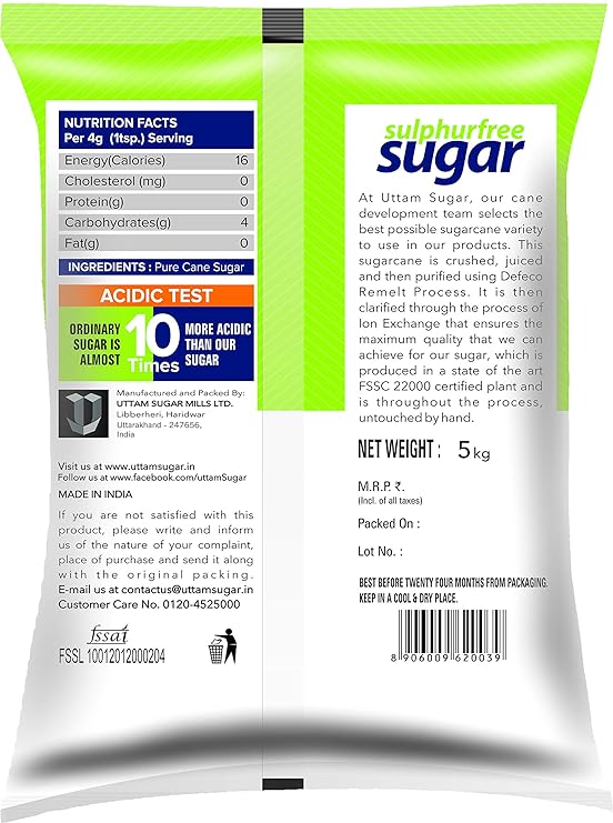 Uttam Sugar Sulphurless Sugar, 5kg