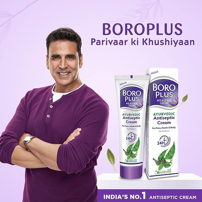 Boroplus Antiseptic Cream Provides 24Hrs Moisturisation Ayurvedic Cream For All Aeasons Hand Cream, Body Cream & Face Cream, Moisturises Dry Skin With Goodness Of Neem, Tulsi And Aloe Vera, 120Ml