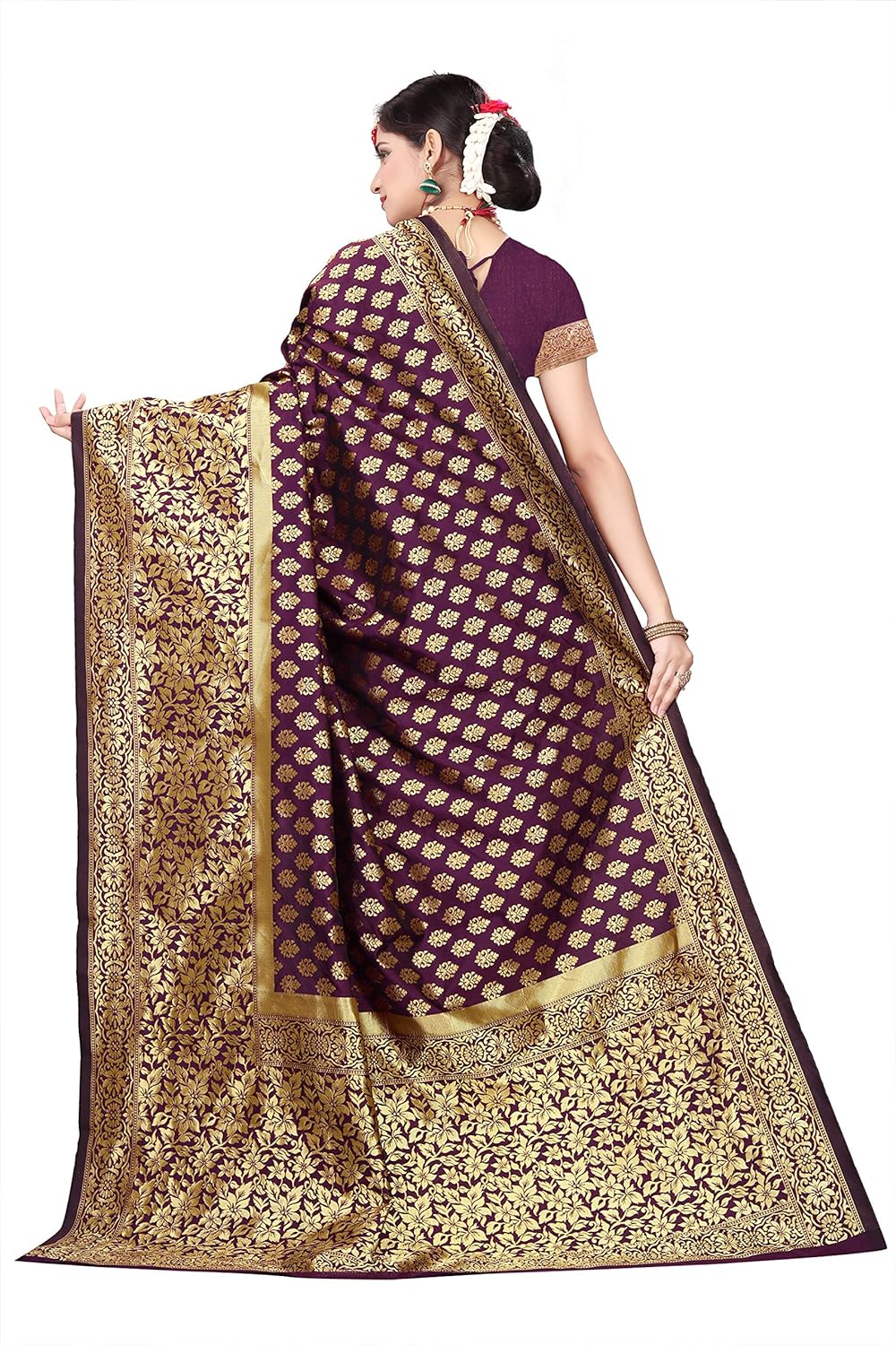 neeah Women's Woven Jacquard Banarasi Silk Saree With Unstitched Blouse Piece (s025_5.50meter)